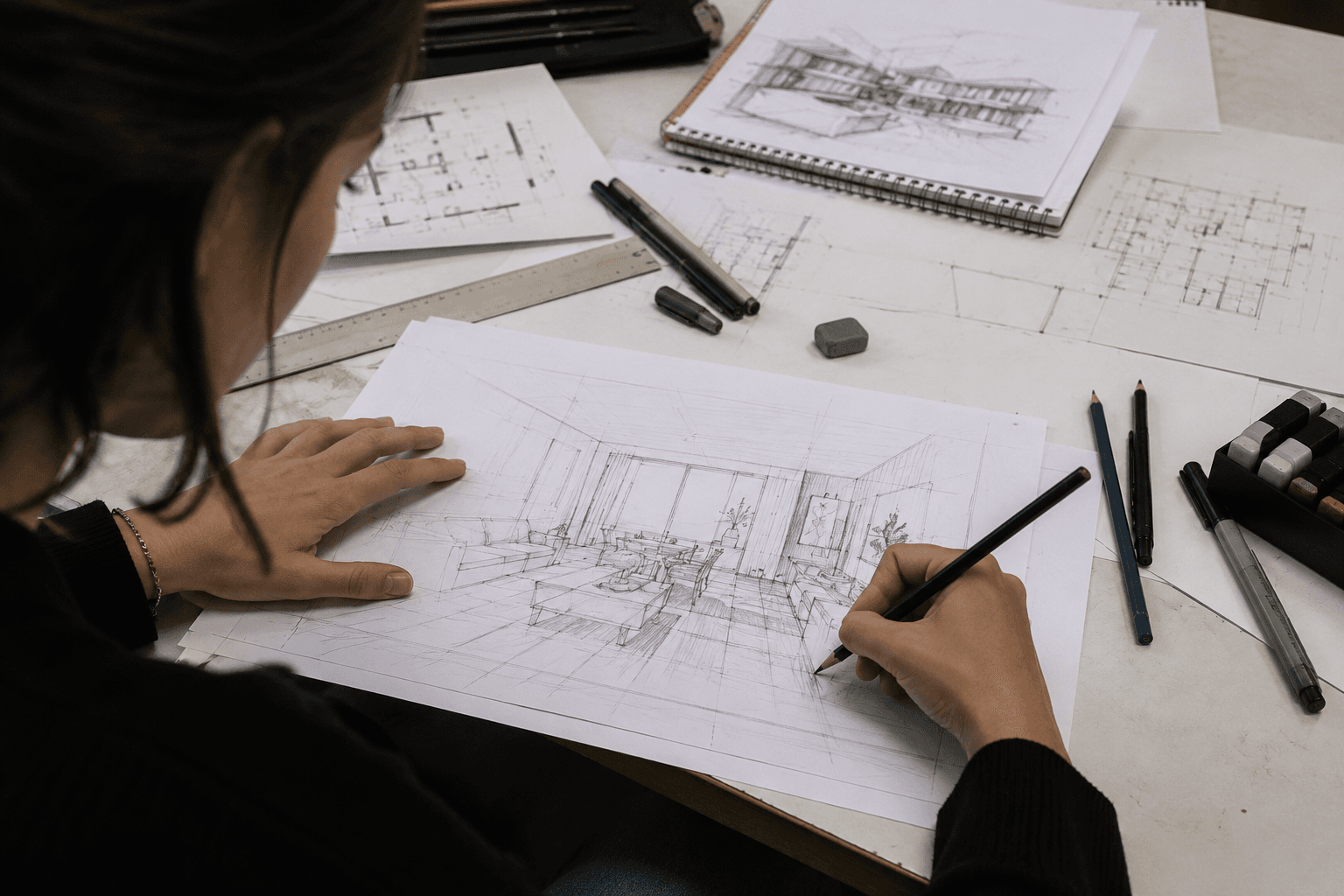 Cours de dessin architectural à la main